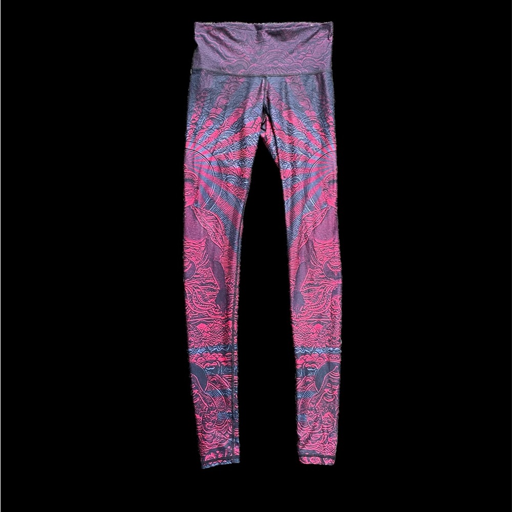 Niyama Sol Live, Laugh, Love Buddha Black, Red & Charcoal Yoga Leggings